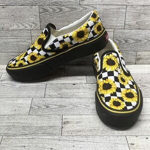 Vans Customs Unisex Classic 721454 Sunflower Casual Shoes‎ Size M 3.5 W 5